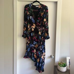 Parker floral silk dress with tie